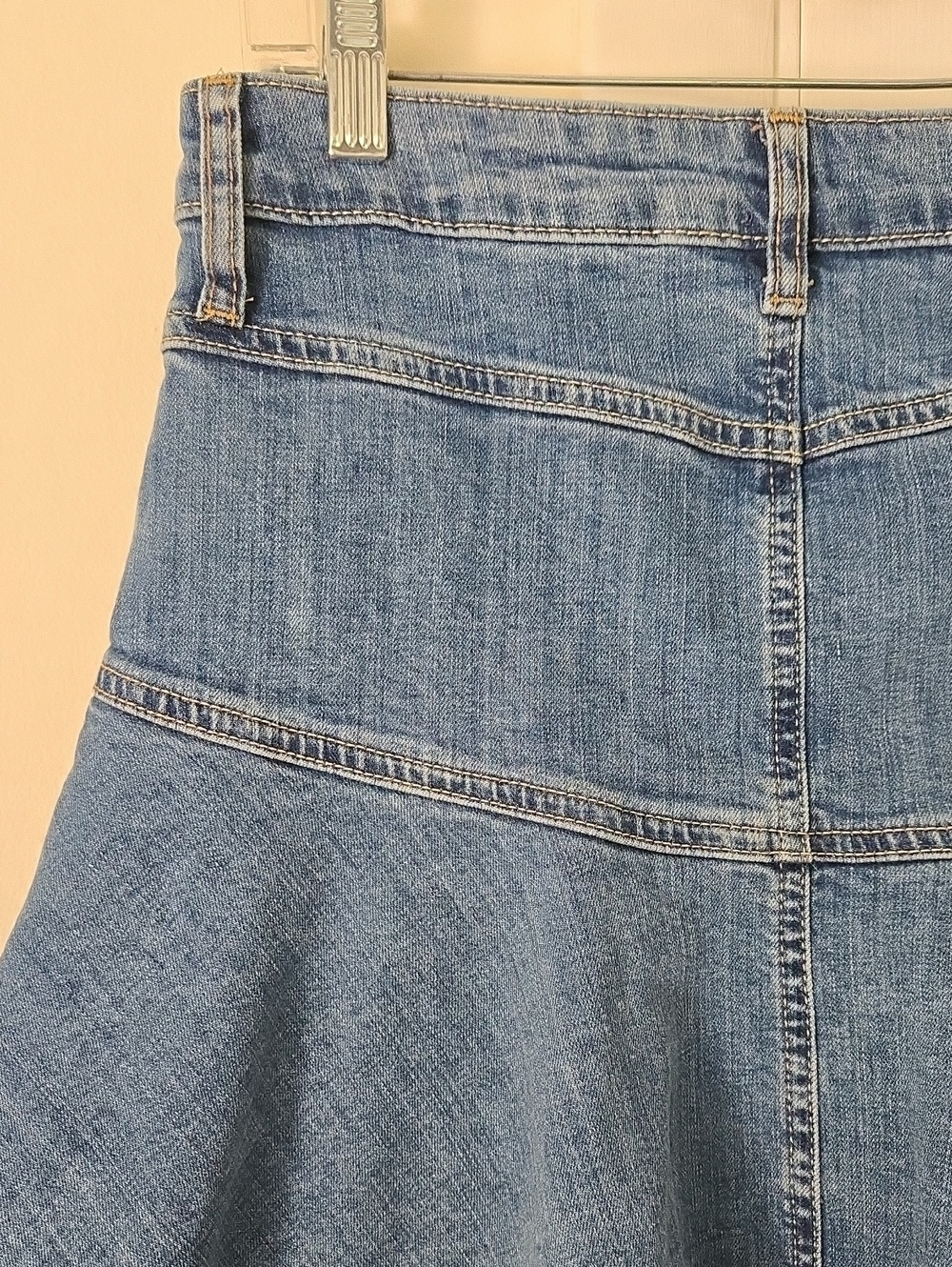 Free People Alara Midi Skirt Denim Jean Western Boho Asymmetrical Size 6 - Picture 6 of 15